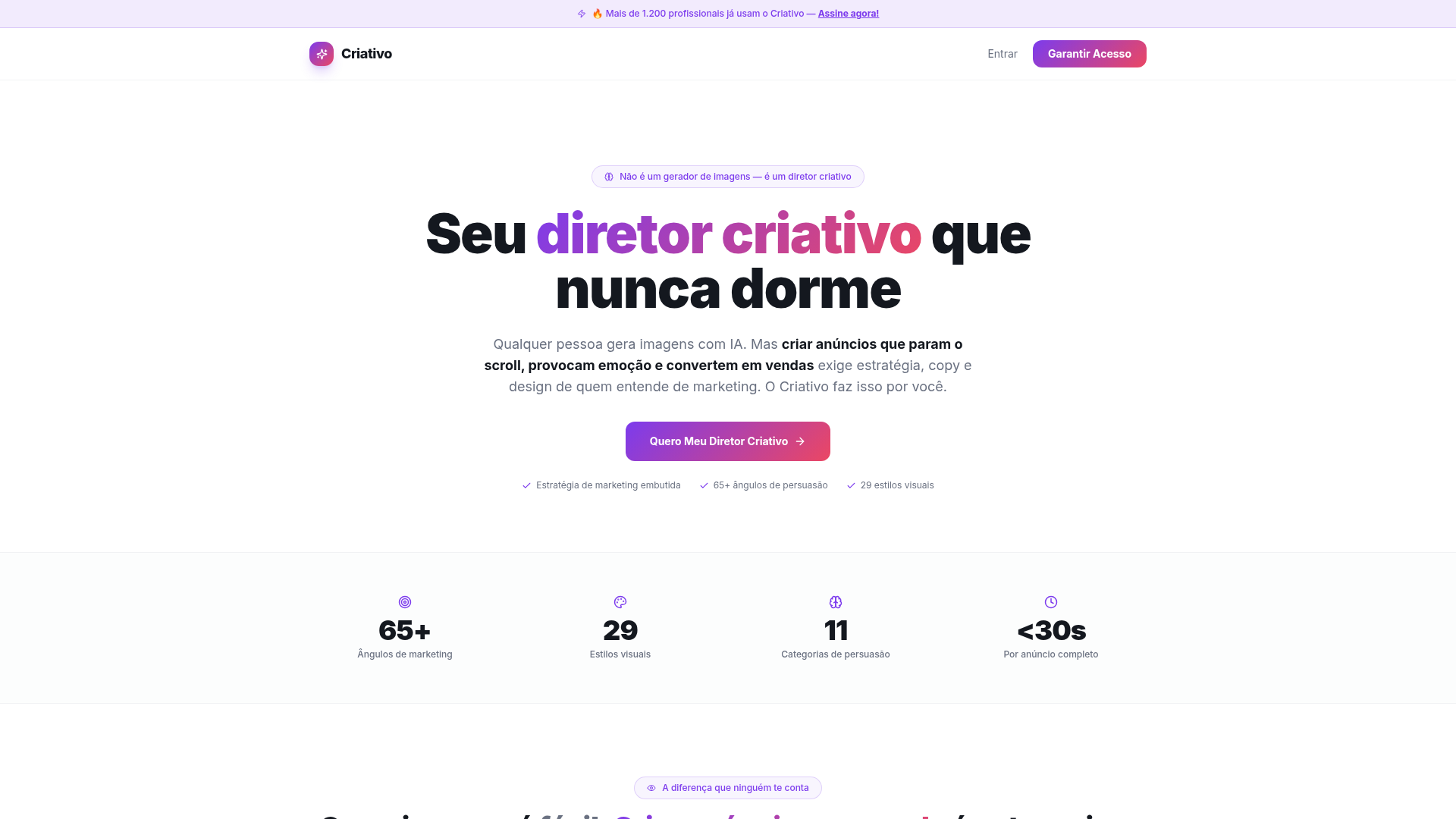 Projeto Criativo.site criado pela Mindset Br